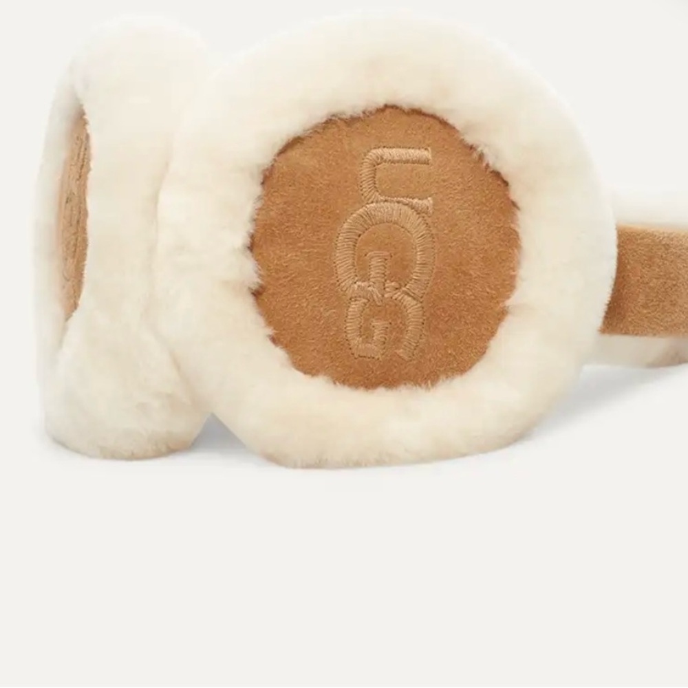 UGG Cream and Tan Shearling Earmuffs